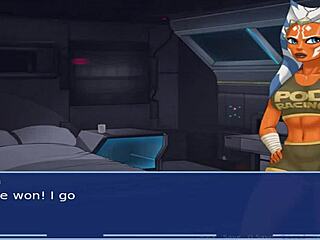 Star Wars orange trainer cosplay group scene with bdsm elements