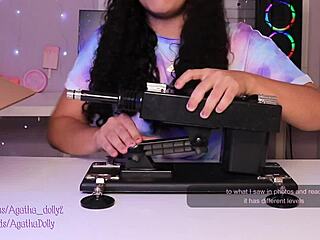 i unbox my new sex machine, agatha dolly, testing it, the speed is incredible, i get on all fours and squirt