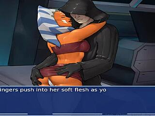 Star Wars orange trainer cosplay group scene with bdsm elements