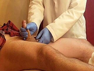Amateur patient gets intense handjob and masturbation during urologist roleplay session!