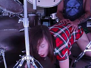 Stepmom Stuck in Drum Set Gets Stepson's Hard Doggystyle Help