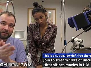 Yo, watch Freshman Miss Mars get wild with Hitachi wand at college physical!