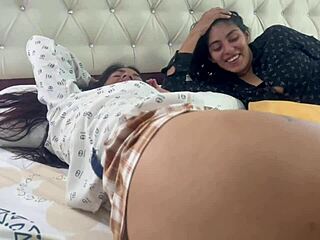 What a wild threesome with stepsisters. They sucked pussy and stepdad's cock!