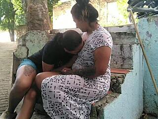 Older Woman Interrupted by Young Lesbian Craving Oral Action at Home