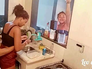 Descriptive myllena rios starts wild ebony lesbian action in kitchen