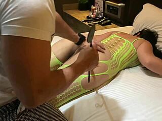 The big-ass wife moans loudly as she cums from intense tongue action on her ass.