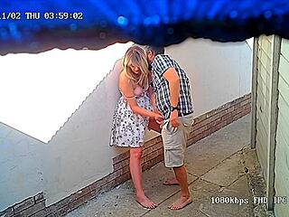 Blonde amateur bent over and fucked doggystyle in McDonald's delivery area!