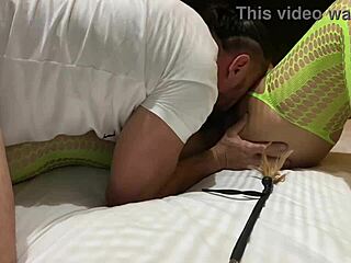 The big-ass wife moans loudly as she cums from intense tongue action on her ass.