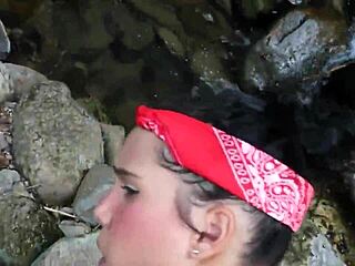 I go with my stepsister to the river to cool off from the heat and she gives me a nice blowjob