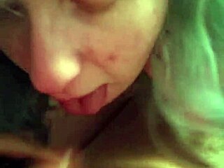 blue hair girl gives me a long blowjob
