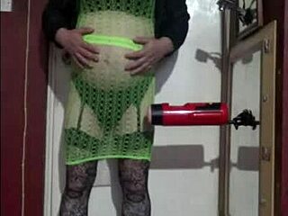 Crossdresser enjoys homemade machine masturbation with shy bisexual amateurs