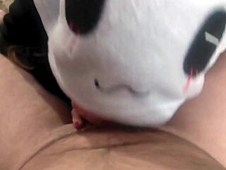 Panda enjoys friends big dick in cosplay