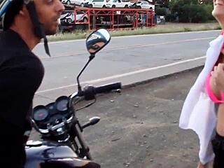 Wow, check out those big tits in a voyeur creampie scene!