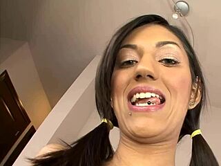 Lovely teen slurps on long cock hungrily, cum in mouth! 🍆💦