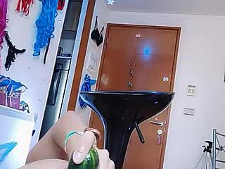 pepina gets anal with a big cucumber, staying wet and quiet