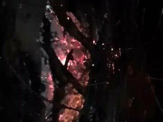 Lick My Pussy in Woods by Fire with Friends Away