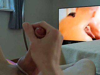 Skinny Young Guy Strokes Hard Cock in POV While Watching Gay Porn Cumshot. Intense Solo Action Hits the Spot!