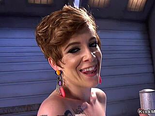 i watch tattooed busty milf fucking machine with dildo