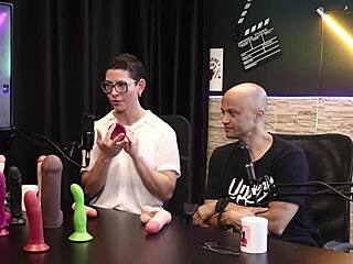 Eilani Quina and Victor Luciano play with sheer red toys