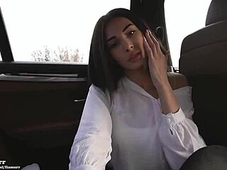 Does the brunette suck in the car?