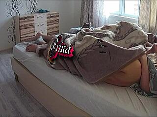 SEXY BLONDE MILF FRINA gets CARESSED and FUCKED in BEDROOM while HUSBAND is AWAY.