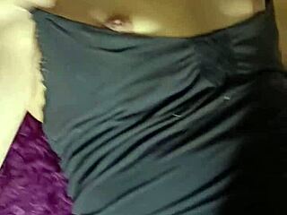 Horny brunette masturbates to orgasm in dorm