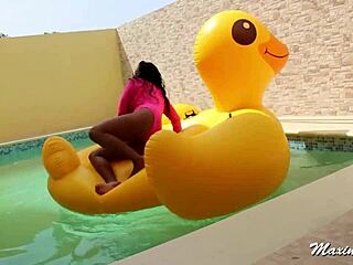 Huge Dildo Lover Maxine X Masturbates And Squirts By The Pool!