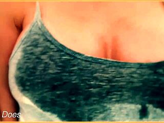 Wife shows off her braless wet shirt and big tits