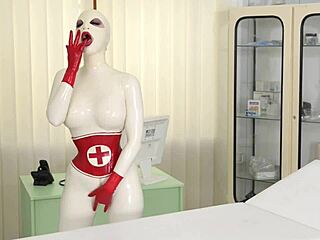 busty latex lucy spanks ass, fills pussy with toy 😍