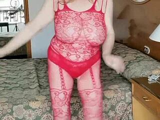 I can’t stop watching my hot milf MariaOld with huge natural tits bouncing in stockings. Her naked body drives me wild!