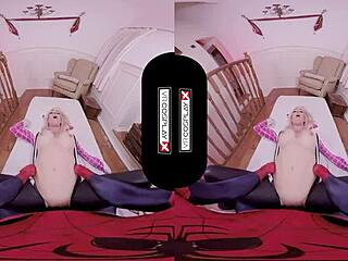 Spider Gwen rides cowgirl, blowing mind with mouth and pussy in VR.