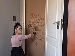 Gloryhole slut, suck and jerk my dick to squeeze through the doorway