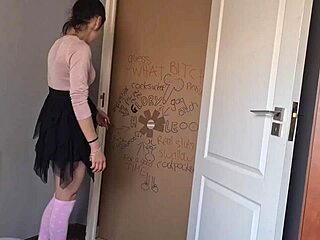 Gloryhole slut, suck and jerk my dick to squeeze through the doorway