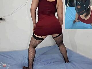 Pov Bubble Butt Amateur In Red Dress And Fishnets Doggystyle.