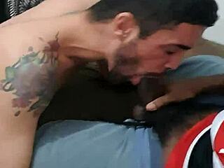 Young guy plays game and gets surprise from black friend