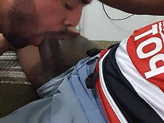 Young guy plays game and gets surprise from black friend