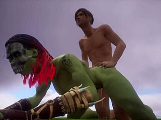 Thick orc amazon catches human in wildlife sandbox - she's jacked!
