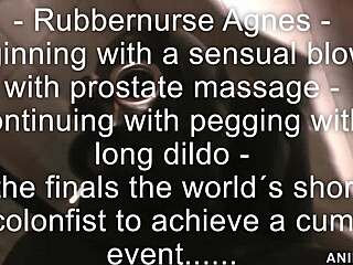 Rubber Nurse Agnes In Grey Dress Performs Prostate Massage And Pegging