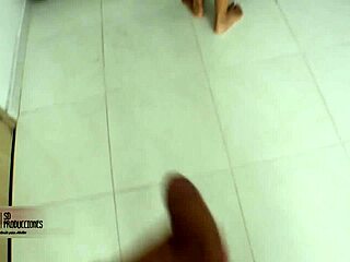 horny stepson fucks latina mother-in-law's shaved pussy in bathroom