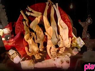 Three blonde teen lesbians demonstrate oral pleasures on pussy and ass.