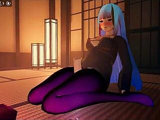 so, kadobu hentai game ep 2 has this futanari girl giving a wild footjob to a living dildo