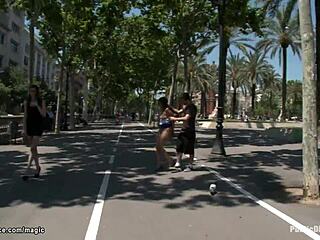 Wow, Spanish Babe BOUND and POUNDED in Public!