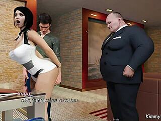 Fat boss dominates submissive secretary hard