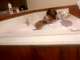 look at marliese morgan, sexy ebony bbw lathering up her big ass