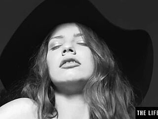 Watch this horny brunette rub herself to orgasm on pool table