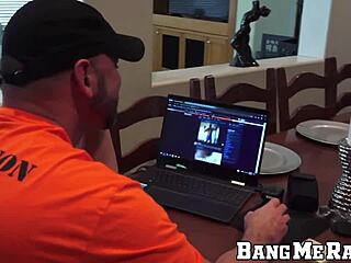 buff dude hints at bareback after watching gay porn