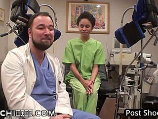 Wow! Freshman Sandra Chappelle gets wild Hitachi orgasms from nurses at college!