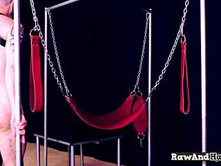 Mature tattooed man roughly fucks tight gay ass bareback.