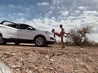 Pulled Over for Intense Sex in the Desert with a Hot Milf Couple in Public