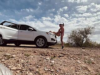 Pulled Over for Intense Sex in the Desert with a Hot Milf Couple in Public